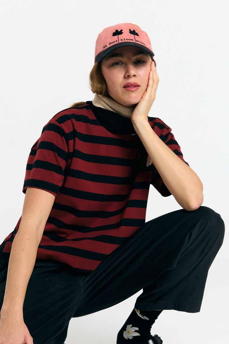 Suite13Lab Isquia Top Stripes Brick Damen Streifenshirt schwarz rot